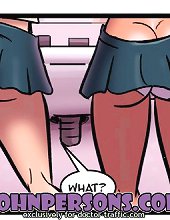 Horny bitch from John Persons sex comic cartoons wets her pussy whe sensing huge drunk cocks around