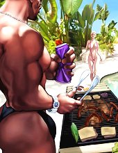 Unfortunately my daughter on these interracial cartoons did not have a modest bathing suit